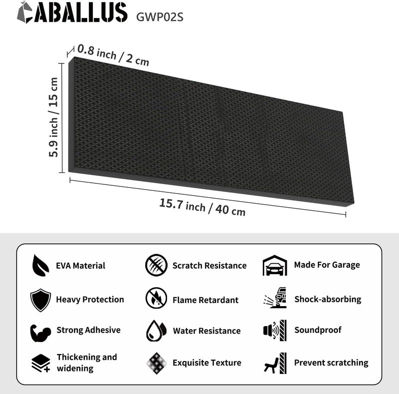 Caballus GWP02S Garage Wall Protector Car Door Protectors, Garage Accessories, Parking Stopper for Garage, Tool-Free, Designed in Germany (2-Pack Black) - Image 2